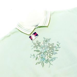 💖 SOLD 💖 Vintage Deadstock BNWT 80s Bold Spirit Pastel Mint Floral Pullover